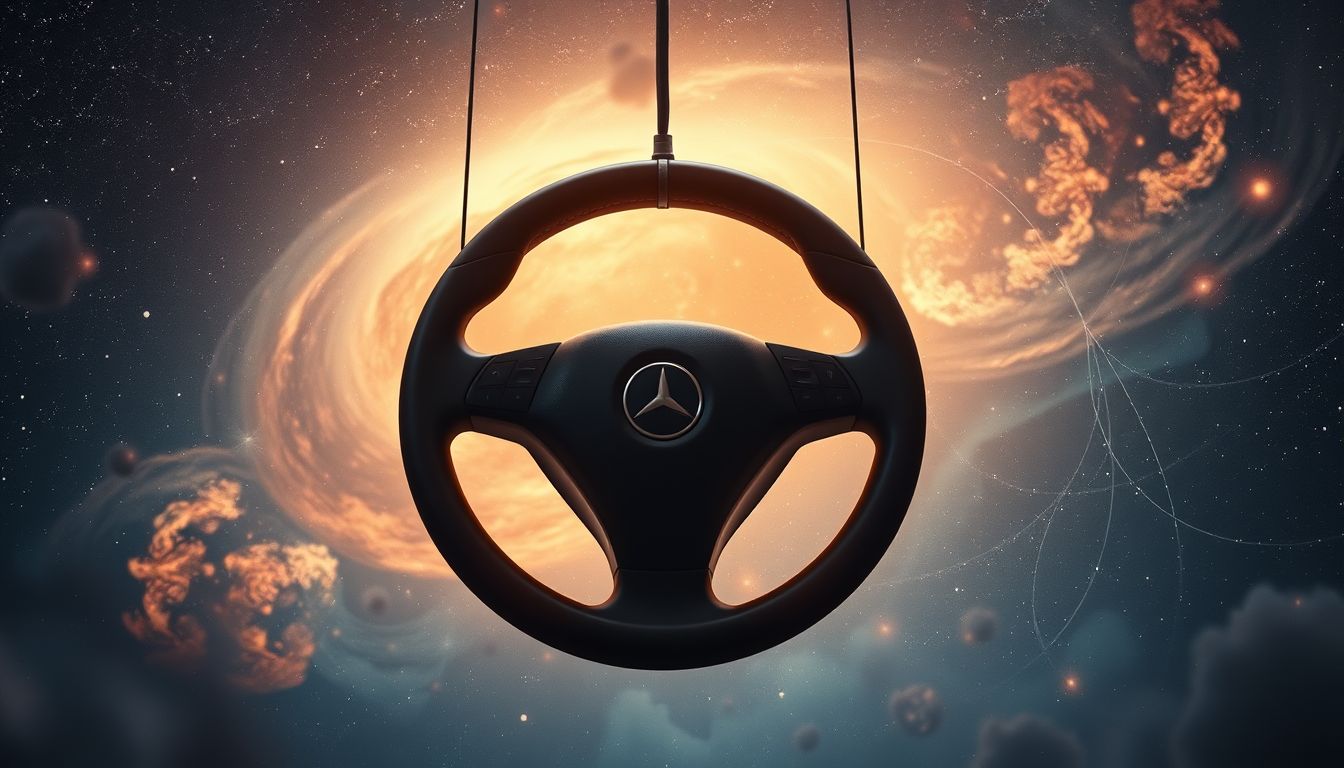 Ein feststeckendes Lenkrad symbolisiert Kontrollverlust im Leben.