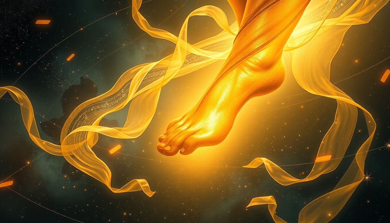 Eine goldene Achillesferse symbolisiert verborgene, kostbare Schwächen im Traum.