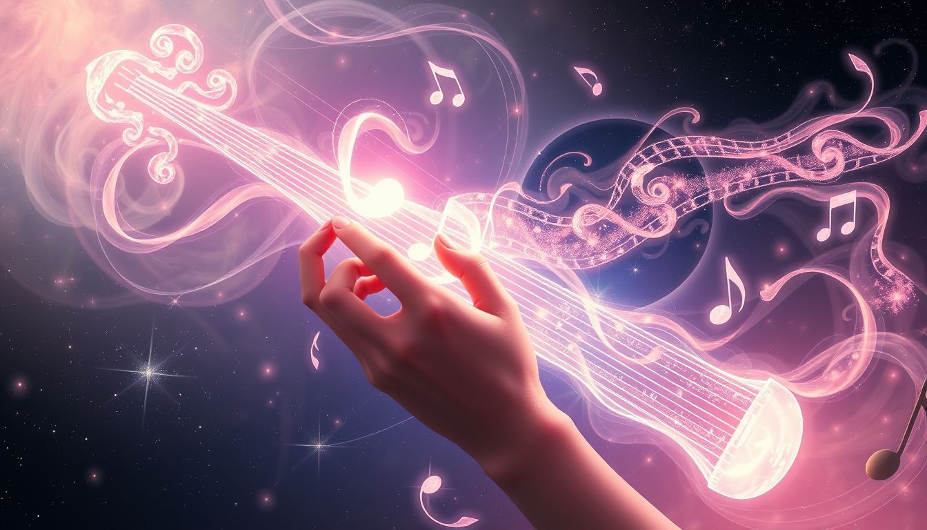Das Spielen eines östlichen Instruments symbolisiert spirituelle Harmonie und Ausdruck.
