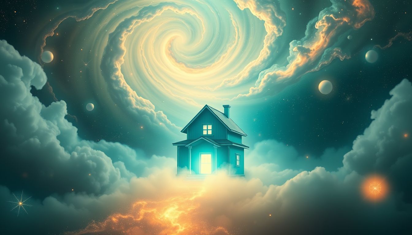 Ein türkisfarbenes Haus symbolisiert Schutz und emotionale Harmonie.