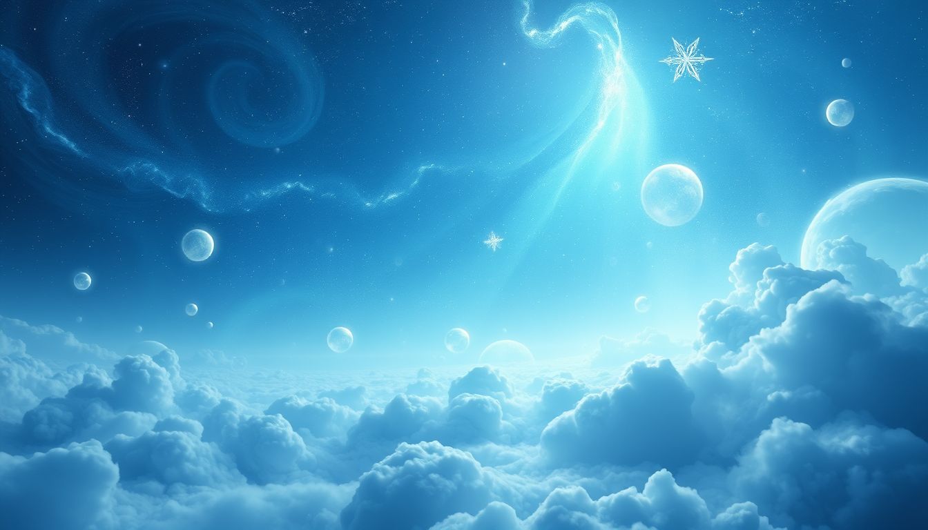 Ein klarer blauer Himmel symbolisiert inneren Frieden und geistige Freiheit.