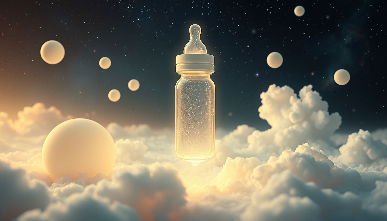 Ein auslaufende Babyflasche symbolisiert verlorene Fürsorge oder Sorgen.