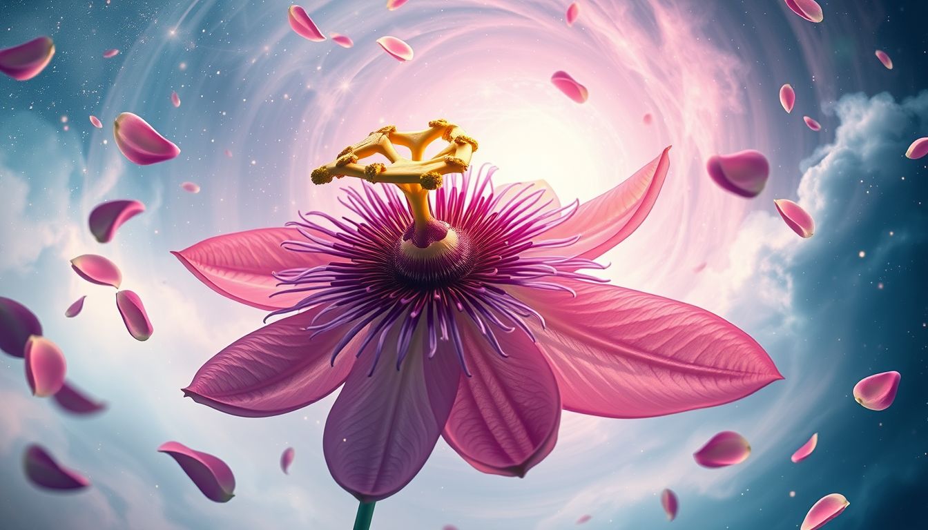 Ein ungewöhnlicher Passionsblumentraum symbolisiert kreative Transformation und Mut.