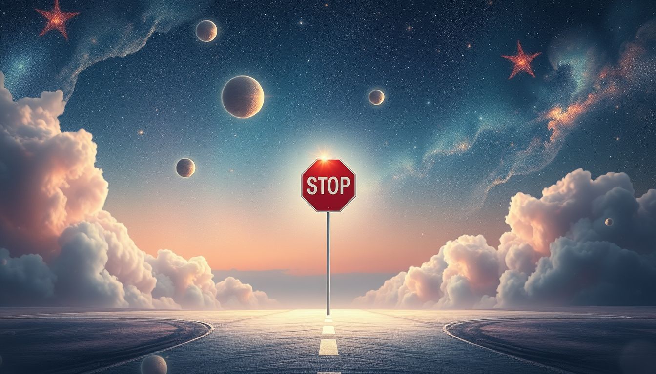 Stoppschild symbolisiert Entscheidungsfindung und innere Reflexion.