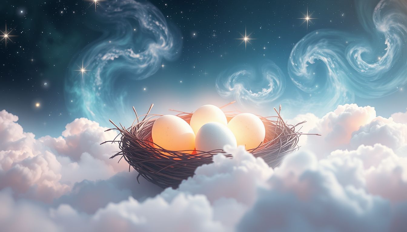Eier im Nest symbolisieren Wachstum und zukünftige Möglichkeiten.