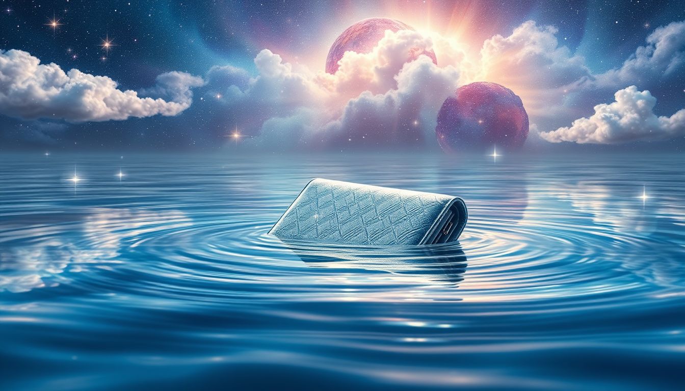 Ein Portemonnaie im Wasser symbolisiert verlorene Werte und Chancen.