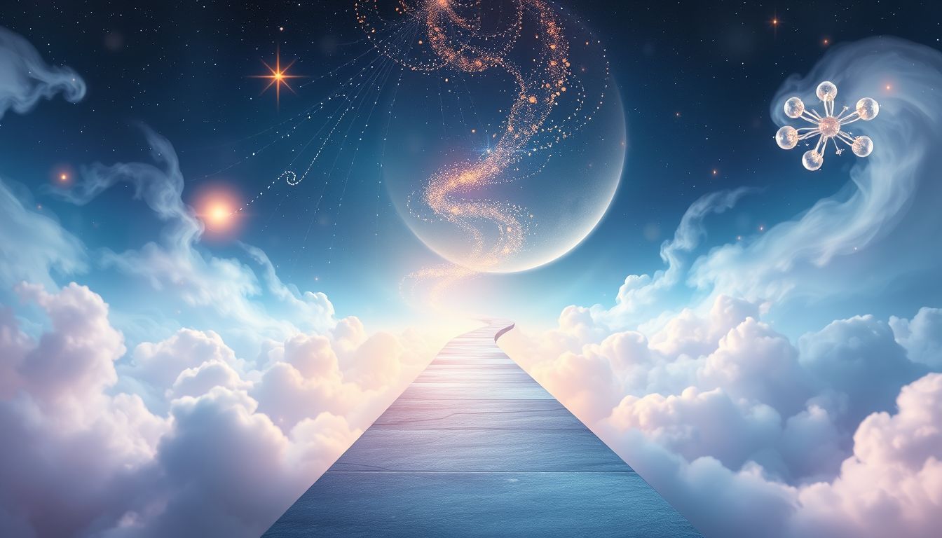 Ein Trottoir zum Himmel symbolisiert spirituelle Erleuchtung und Hoffnung.