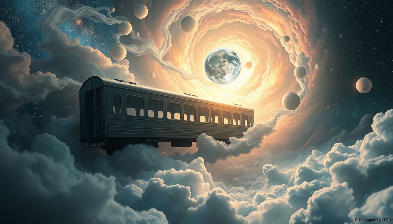 Fensterloser Waggon symbolisiert innere Zweifel und Verlust der Orientierung.