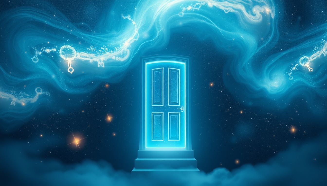 Eine blaue Haustür symbolisiert Ruhe und seelischen Frieden im Traum.