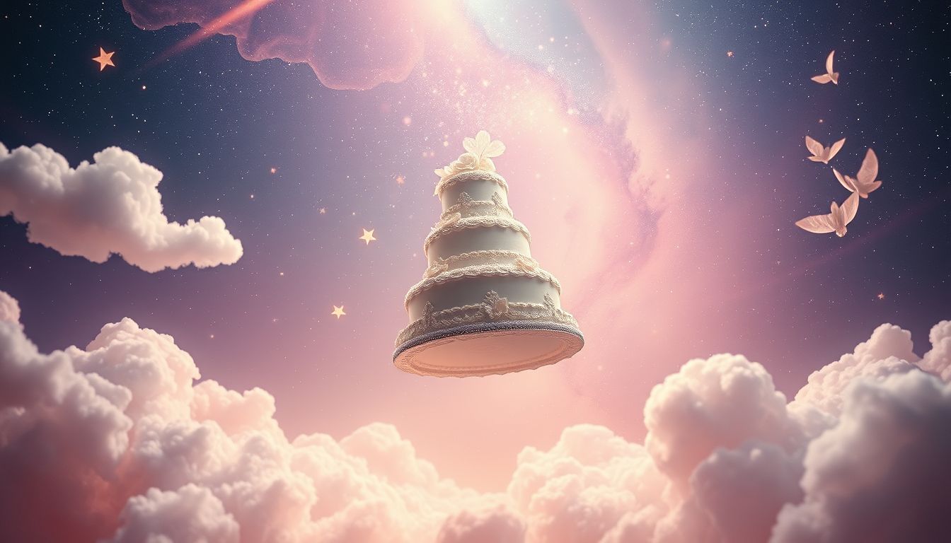 Eine fallende Hochzeitstorte symbolisiert unerfüllte Erwartungen in Beziehungen.