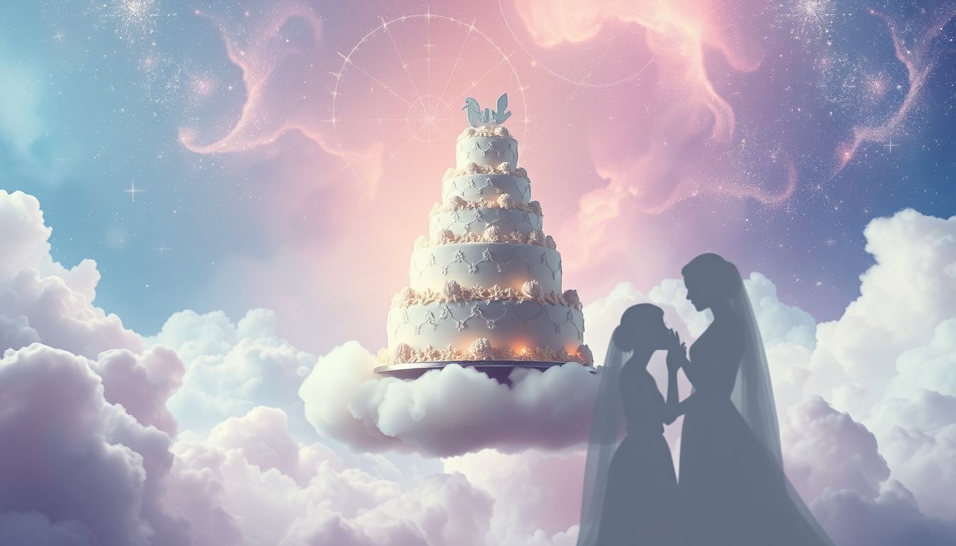 Hochzeitstorte mit der falschen Person deutet auf Zweifel hin.