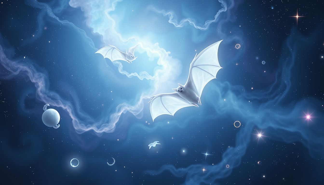 Eine weiße Fledermaus symbolisiert Hoffnung und spirituelle Transformation.