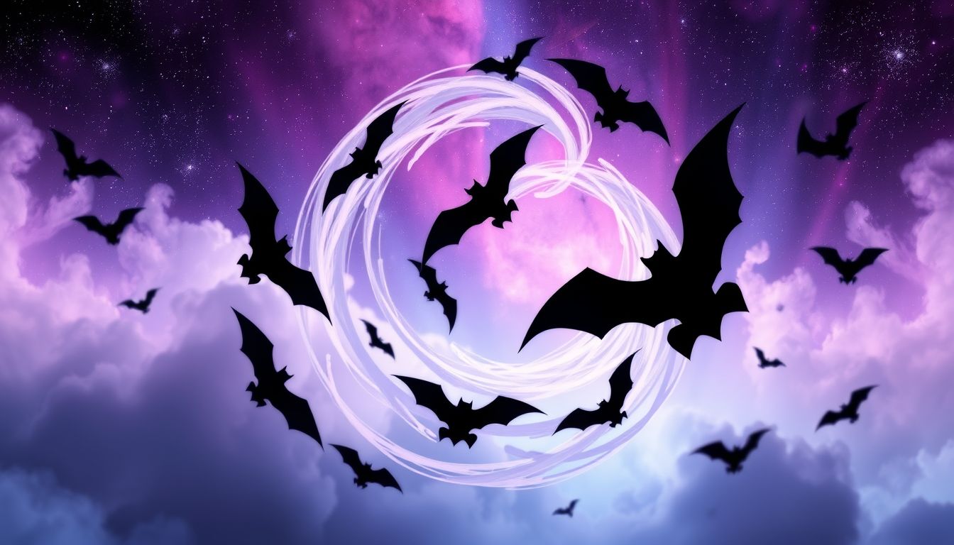 Fledermäuse, die im Kreis fliegen, symbolisieren oft Freiheit.