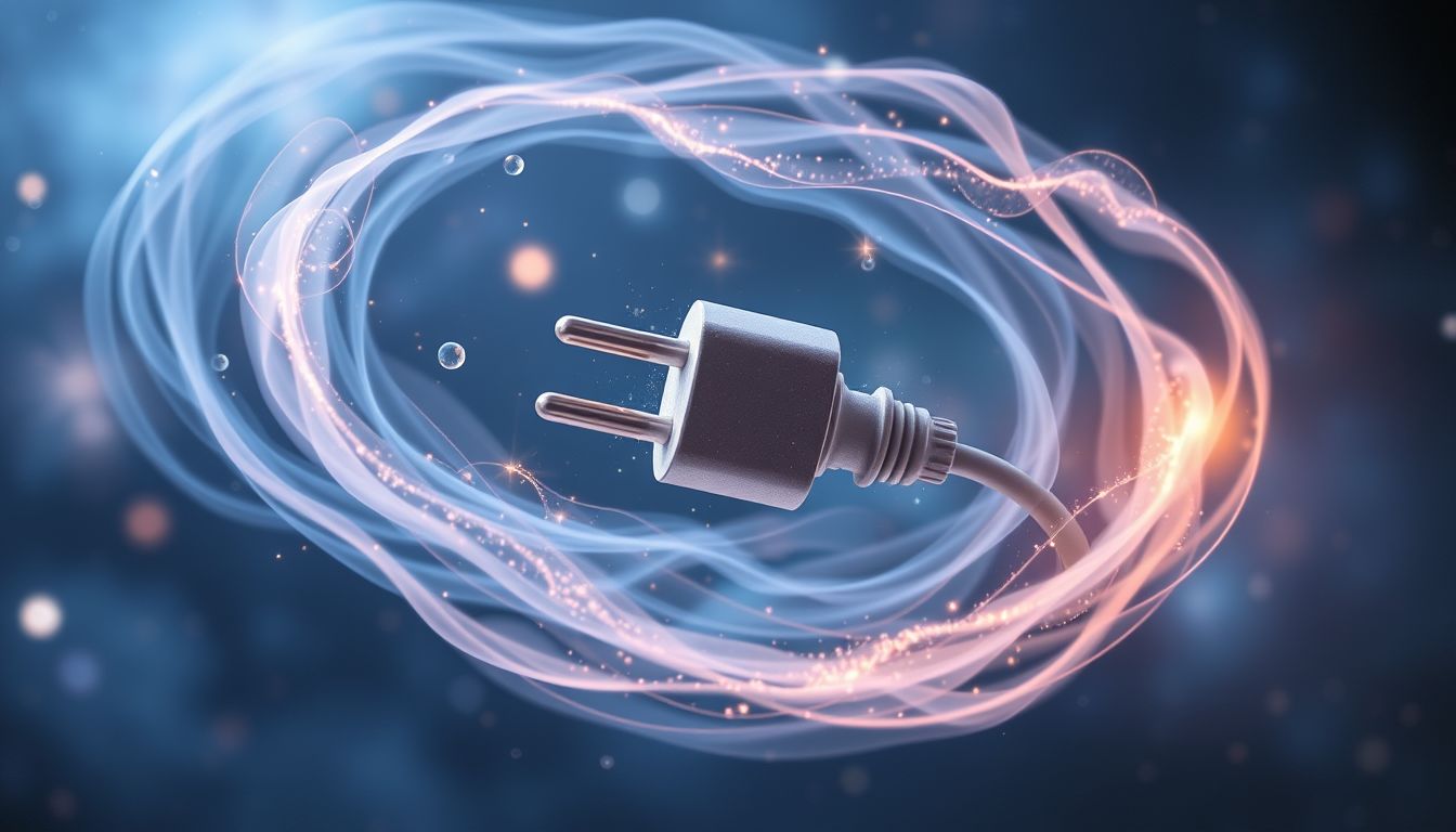Ein selbst ein- und aussteckender Stecker symbolisiert Kommunikation.