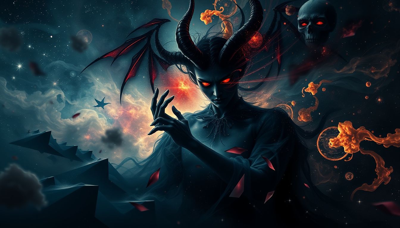 Mephistopheles' Augen symbolisieren Versuchung und innere Konflikte.