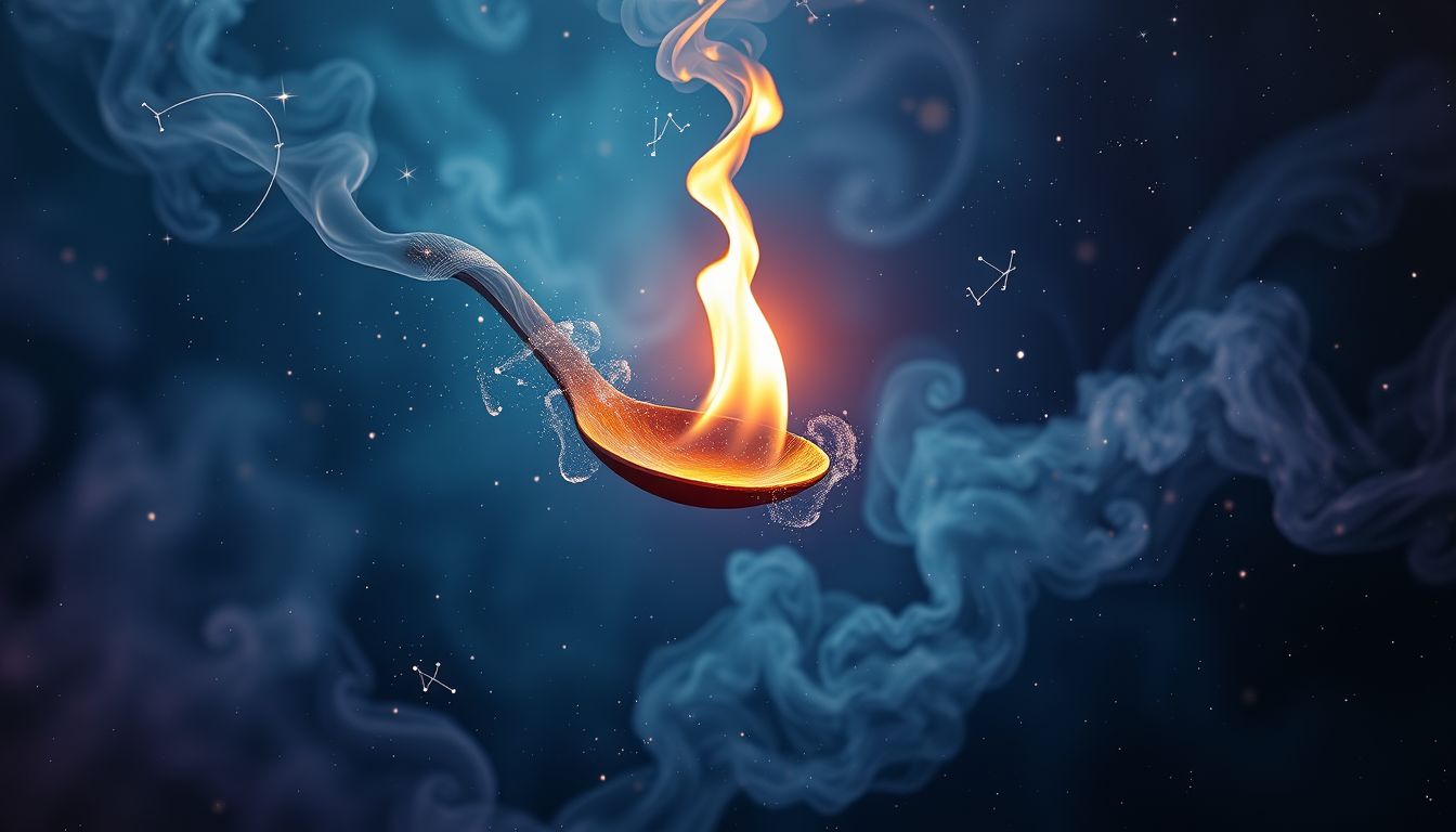 Ein brennender Holzlöffel symbolisiert in Träumen Transformation und Veränderung.