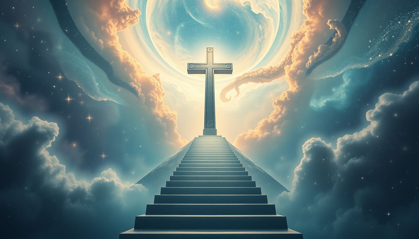 Das Erklimmen eines Turmkreuzes symbolisiert spirituelles Wachstum.