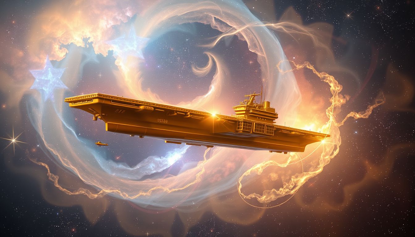 Traum von Gold-Flugzeugträger symbolisiert Reichtum und Macht.