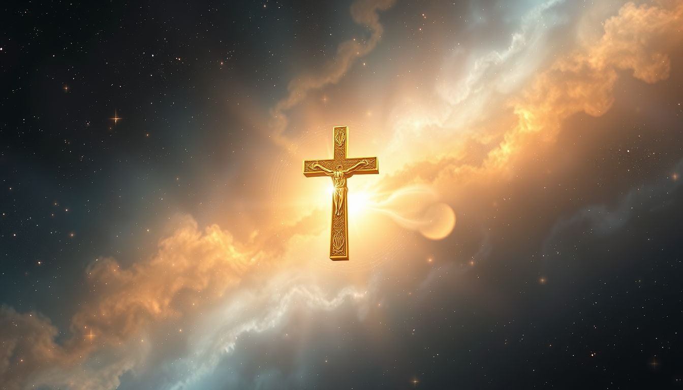 Ein goldenes Turmkreuz symbolisiert Hoffnung und göttliche Führung.