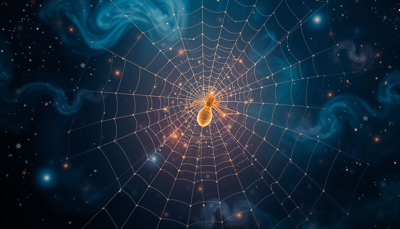 Ein Spinnennetz im Traum kann Wachsamkeit und Verstrickungen symbolisieren.