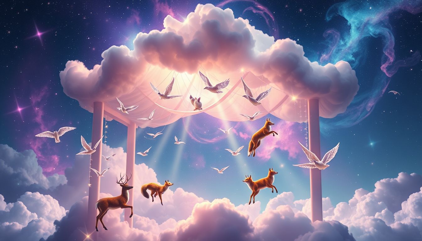 Tiere unter Vordächern symbolisieren Schutz und Gemeinschaft im Traum.